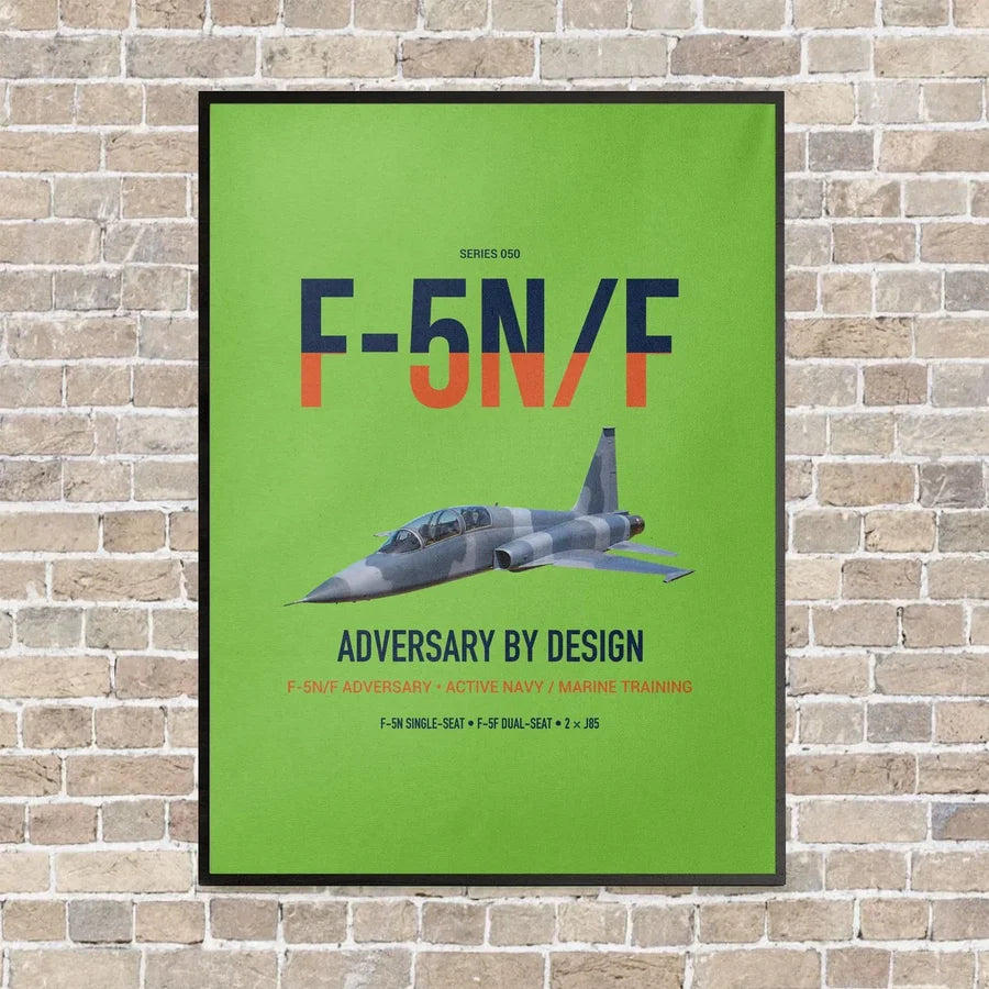 F-5N F Adversary vertical canvas print - framed - light green background