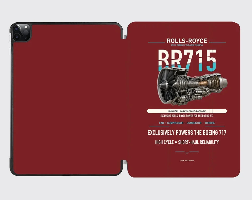 BR715 design on dark red ipad tablet case