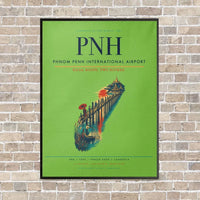 Thumbnail for Phnom Penh International Airport PNH vertical canvas print - framed - light green background