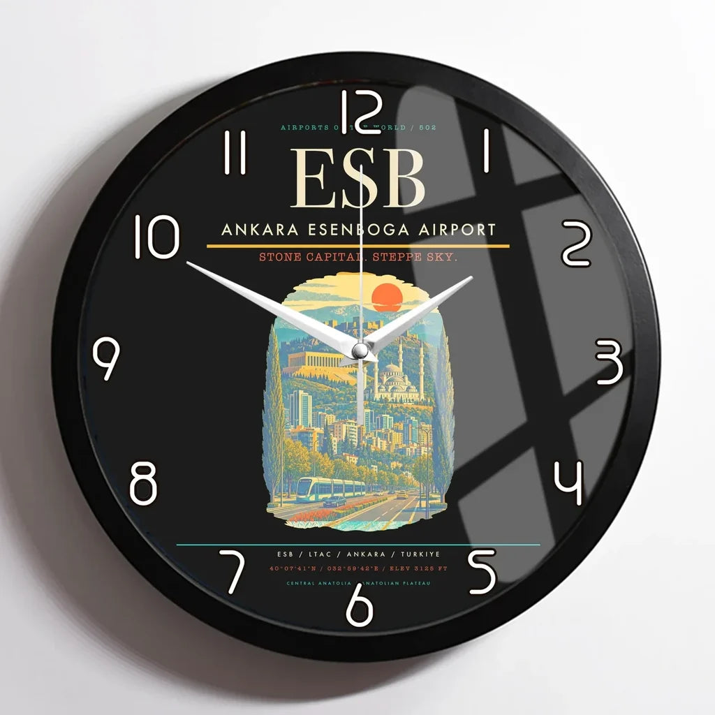 Ankara Esenboga Airport ESB Wall-Clock Framed - Black