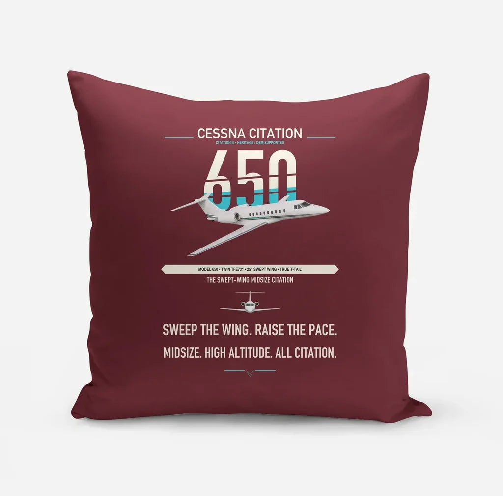 Cessna Citation 650 - Citation III design on dark red pillow