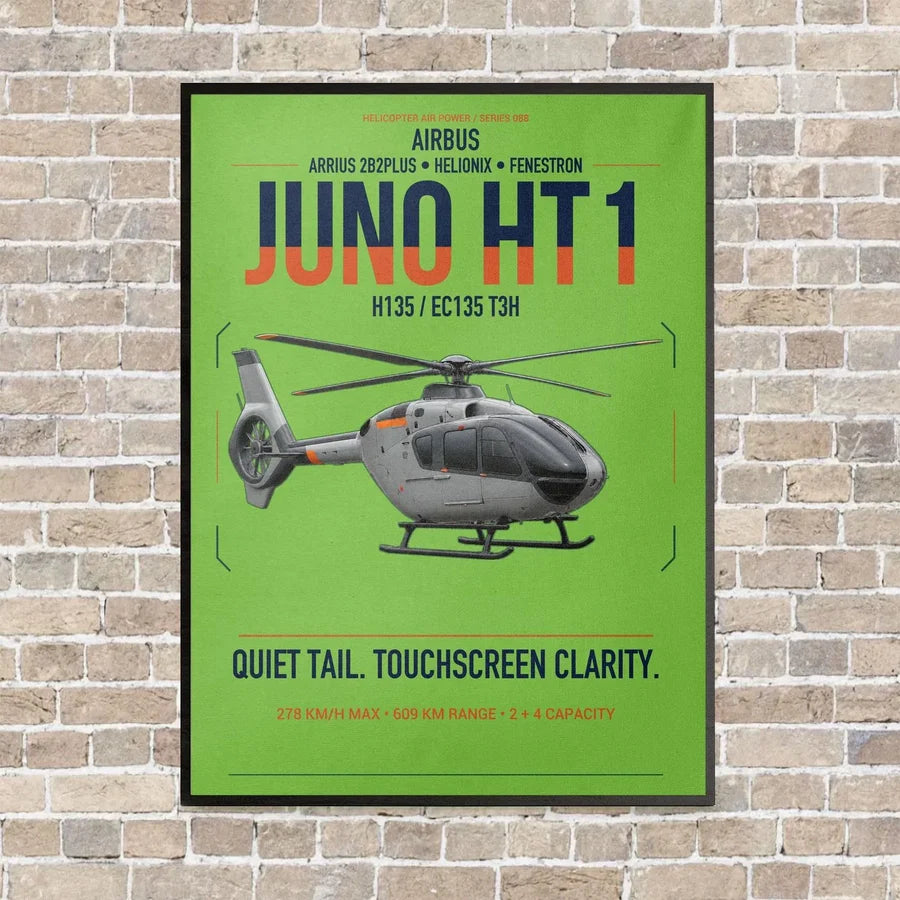 Airbus H135 Juno HT1 vertical canvas print - framed - light green background