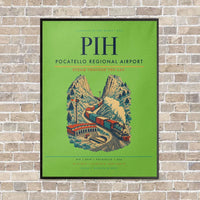 Thumbnail for Pocatello Regional Airport PIH vertical canvas print - framed - light green background