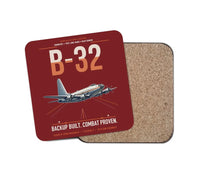 Thumbnail for B-32 Dominator design on dark red 1 piece coaster