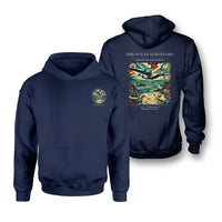 Thumbnail for VINTAGE G4064 - The Ocean Surveyors - Double-Side Hoodie design on navyblue double side