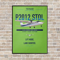 Thumbnail for Tecnam P2012 STOL vertical canvas print - framed - light green background