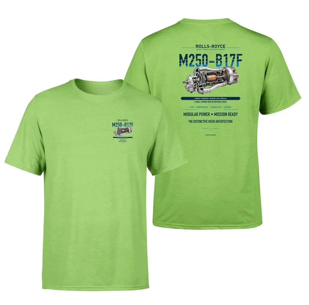 M250-B17F design on light green t shirt