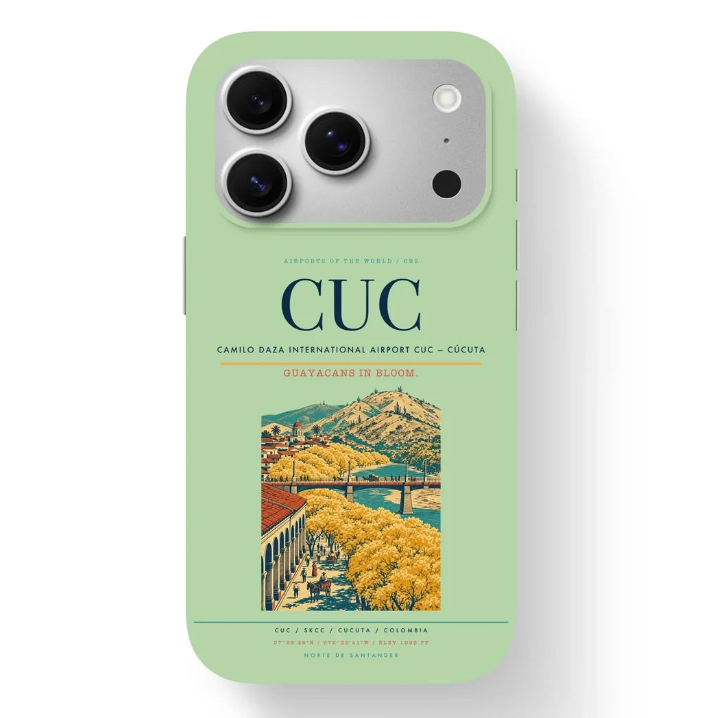 Cúcuta Airport (CUC) design on light green iPhone 17 Pro MagSafe case