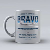 Thumbnail for Cessna Citation Bravo design on light gray ceramic mug, double-side print
