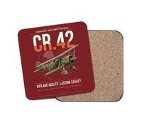 Thumbnail for Fiat CR.42 Falco design on dark red 1 piece coaster