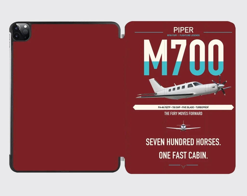 Piper M700 Fury design on dark red ipad tablet case