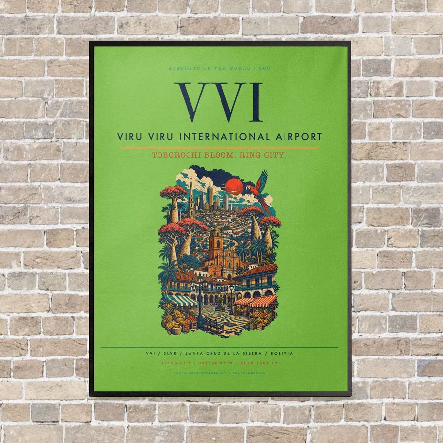 Viru Viru International Airport VVI - Canvas Framed - Light Green