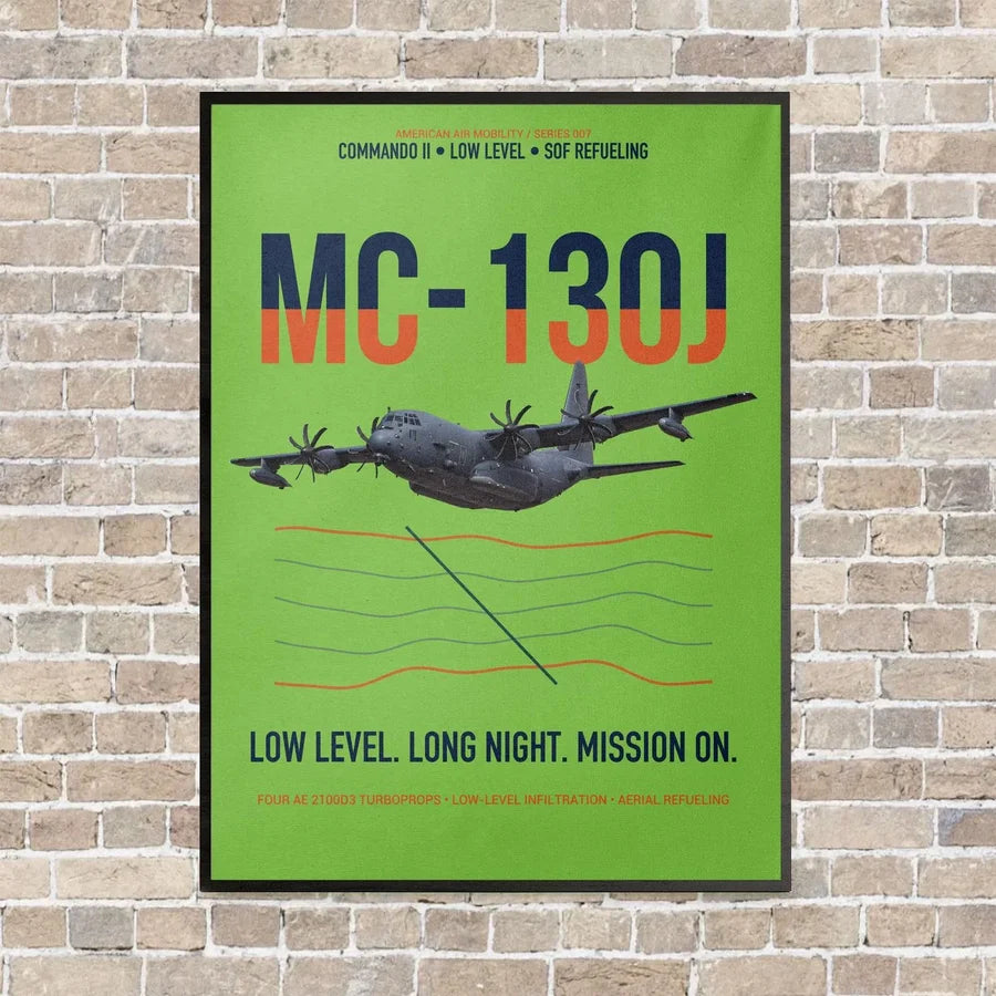 MC-130J COMMANDO II vertical canvas print - framed - light green background