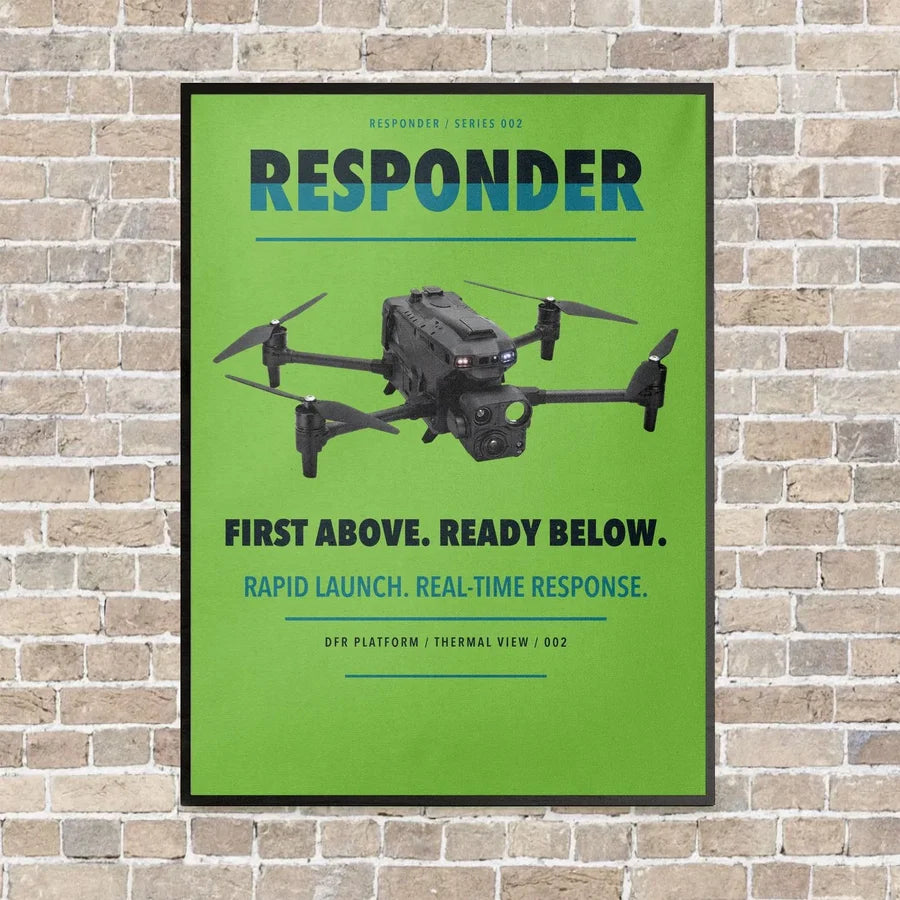 BRINC Responder vertical canvas print - framed - light green background