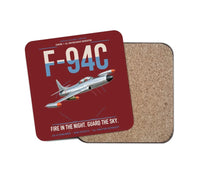 Thumbnail for F-94C Starfire design on dark red 1 piece coaster