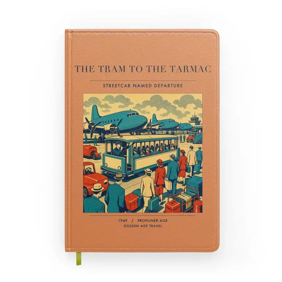 VINTAGE G4372 - The Tram To The Tarmac - Designed Notebooks design on orange