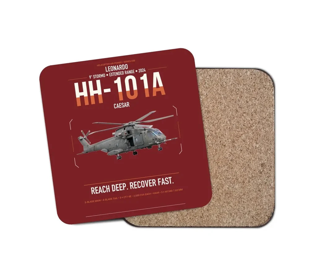 Leonardo HH-101A Caesar design on dark red 1 piece coaster