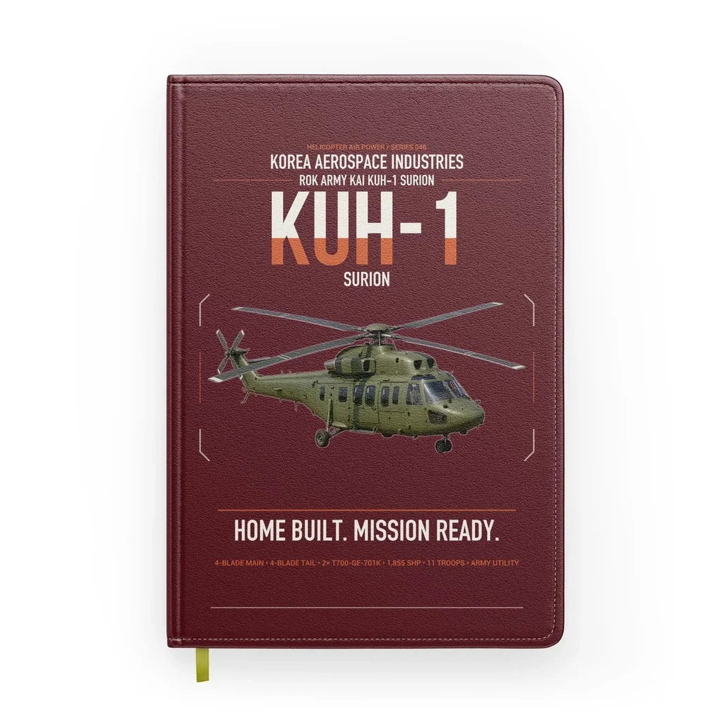 Korea Aerospace Industries KUH-1 Surion design on dark red notebook