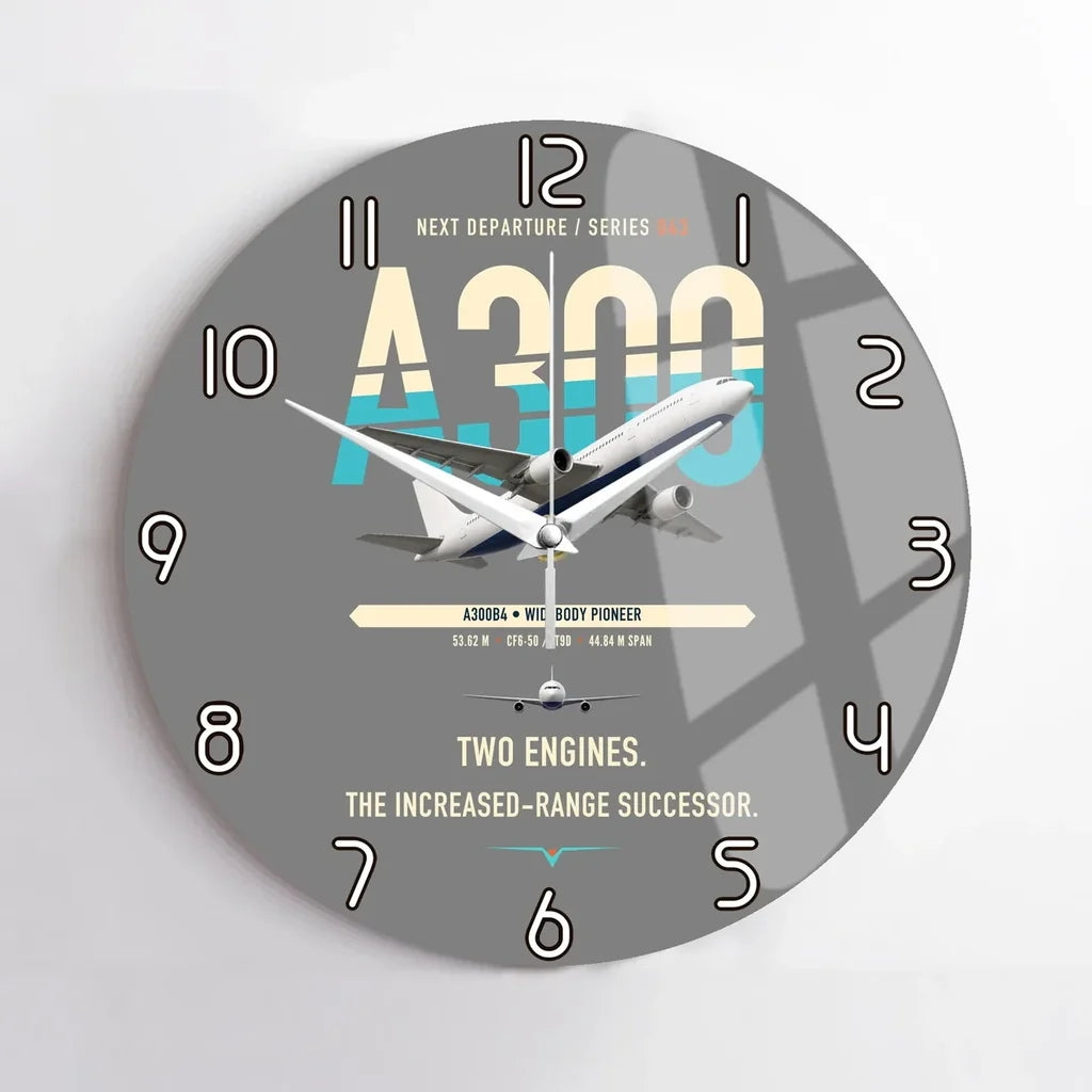 Airbus A300B4 design on gray no frame wall clock