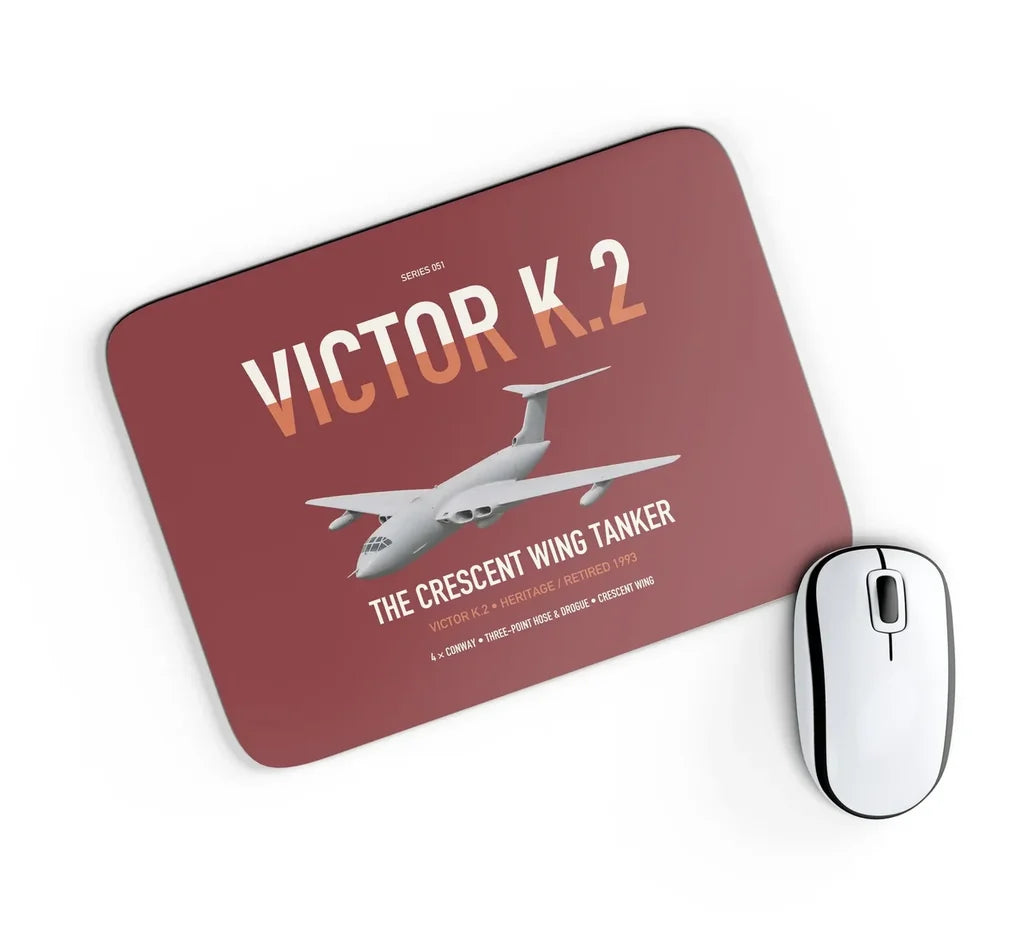 Handley Page Victor K.2 design on dark red rectangle mouse pad