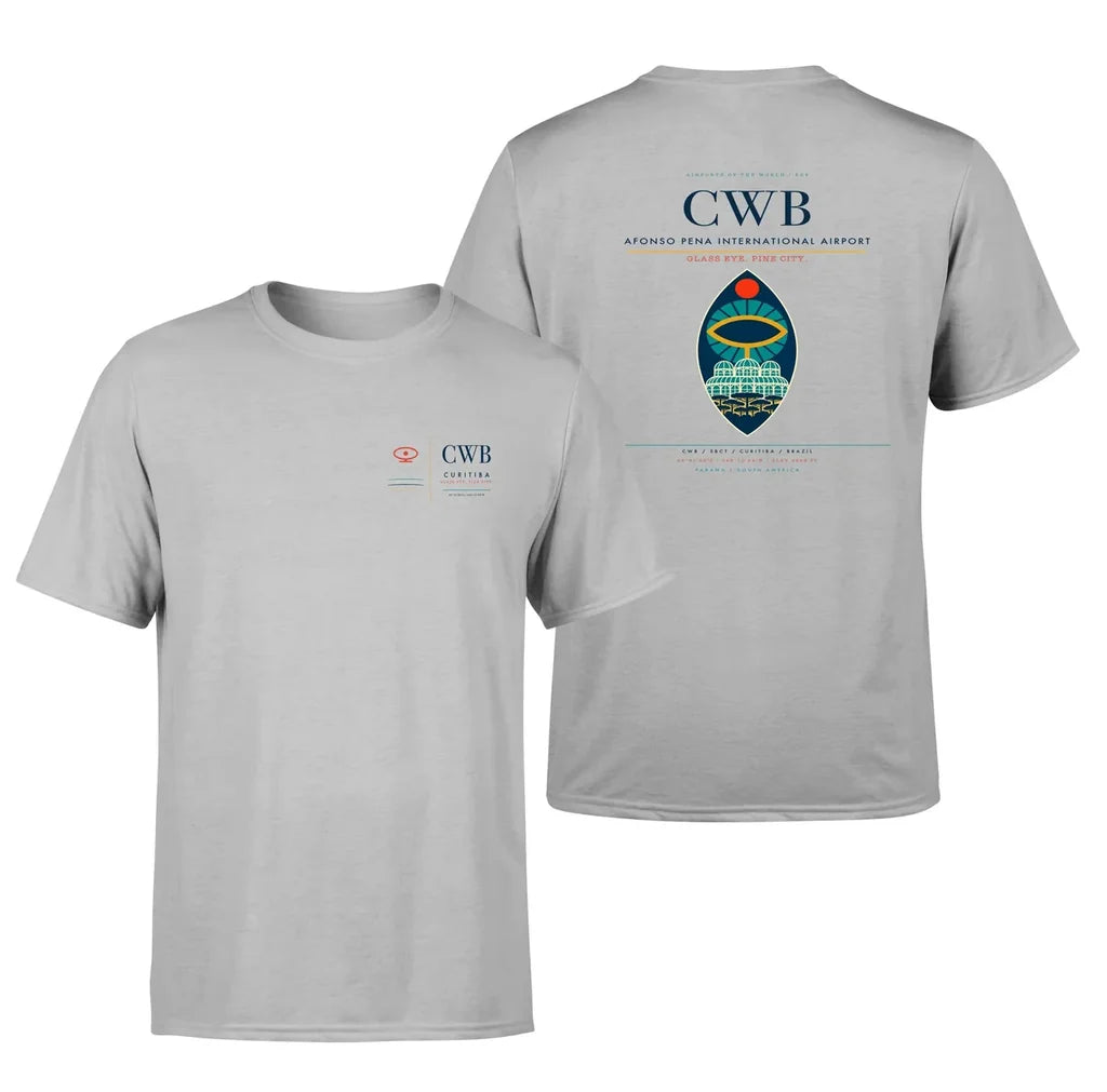 Afonso Pena International Airport (CWB) design printed on light gray double-side t-shirt