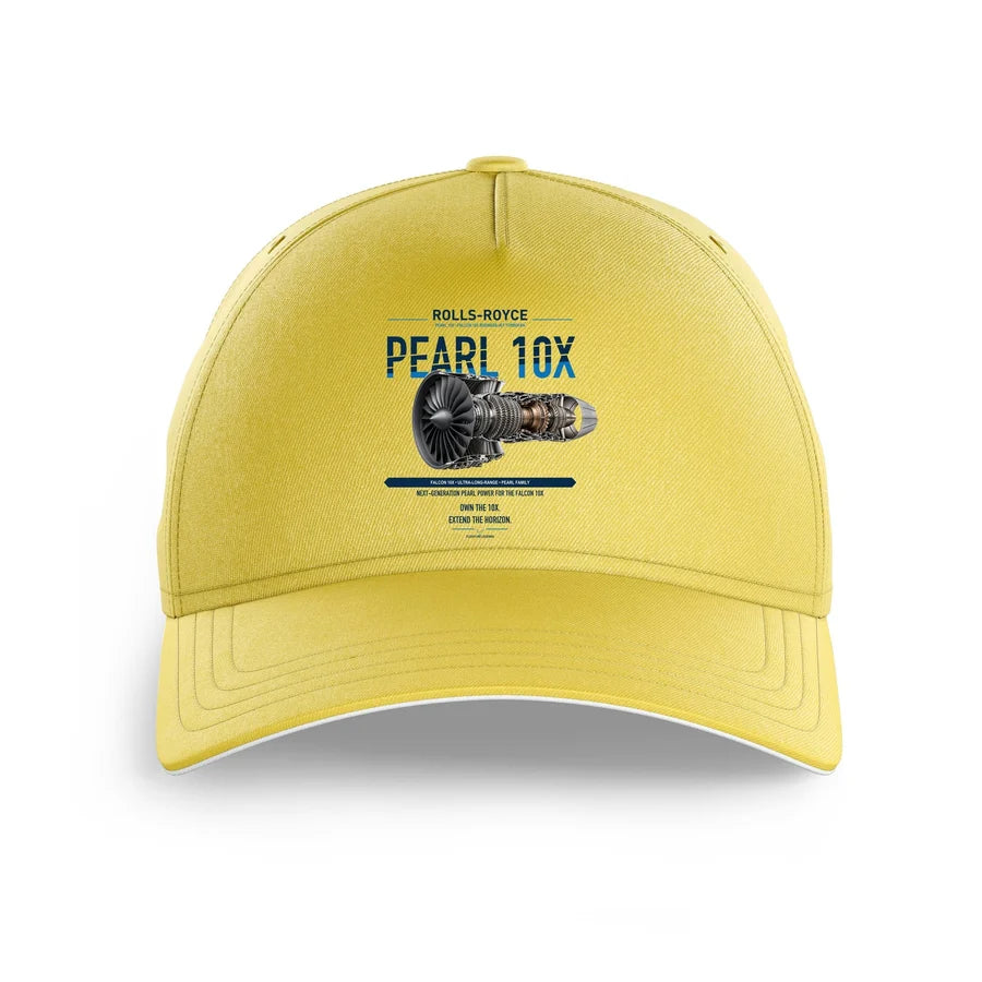 PEARL 10X design on yellow printed hat