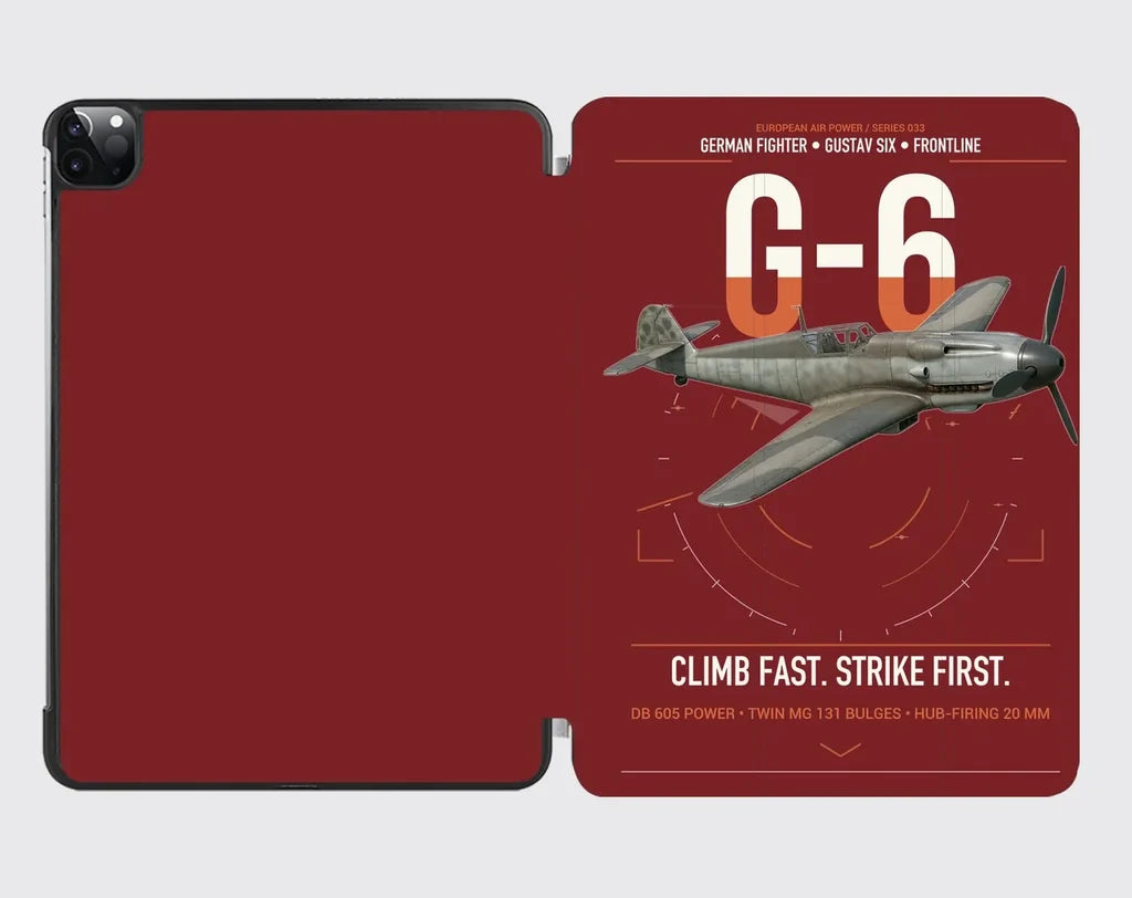 Messerschmitt Bf 109G-6 design on dark red ipad tablet case