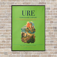 Thumbnail for Kuressaare Airport URE vertical canvas print - framed - light green background