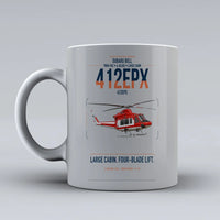 Thumbnail for SUBARU Bell 412EPX design on light gray ceramic mug, double-side print