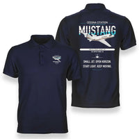 Thumbnail for Cessna Citation Mustang design on navy blue double-side polo t-shirt, double-side print