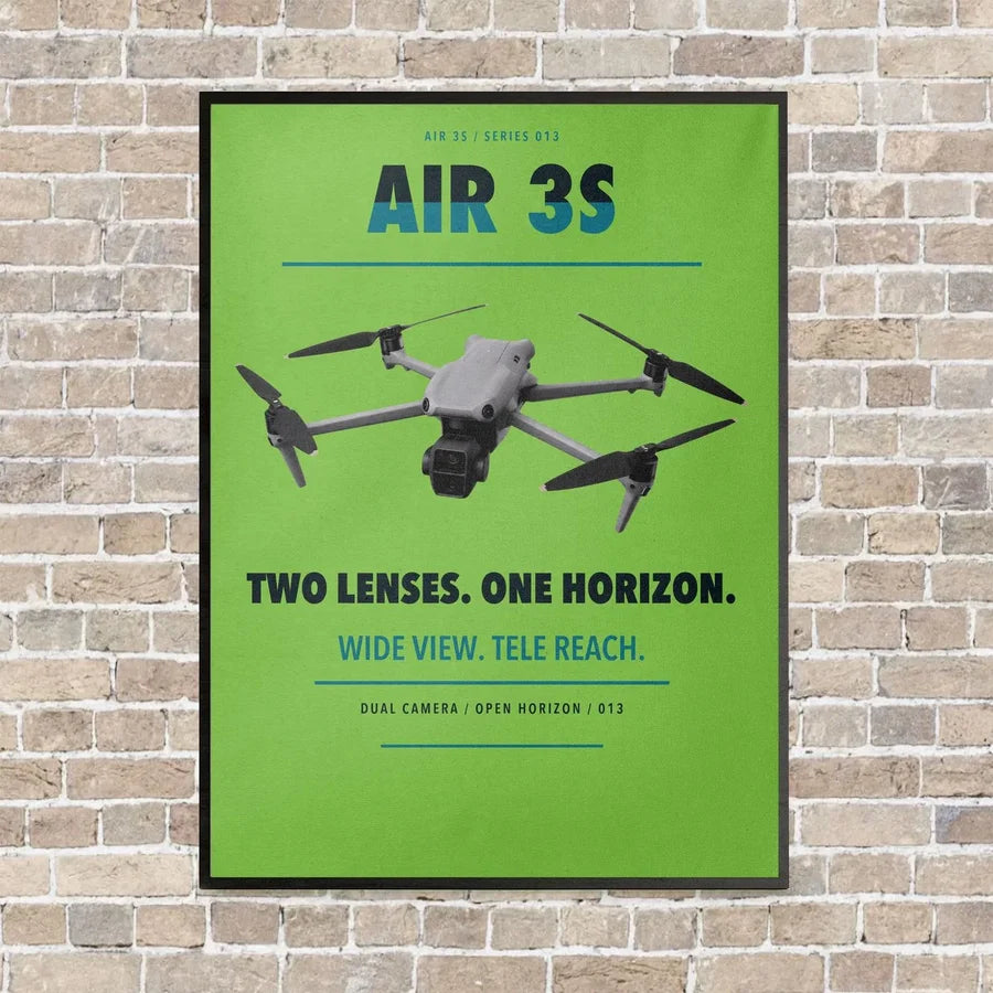 DJI Air 3S vertical canvas print - framed - light green background