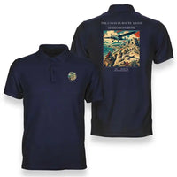 Thumbnail for VINTAGE G4332 - The Caravan Route Above - Double-Side Polo T-Shirt design on navyblue