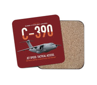Thumbnail for C-390 Millennium design on dark red 1 piece coaster