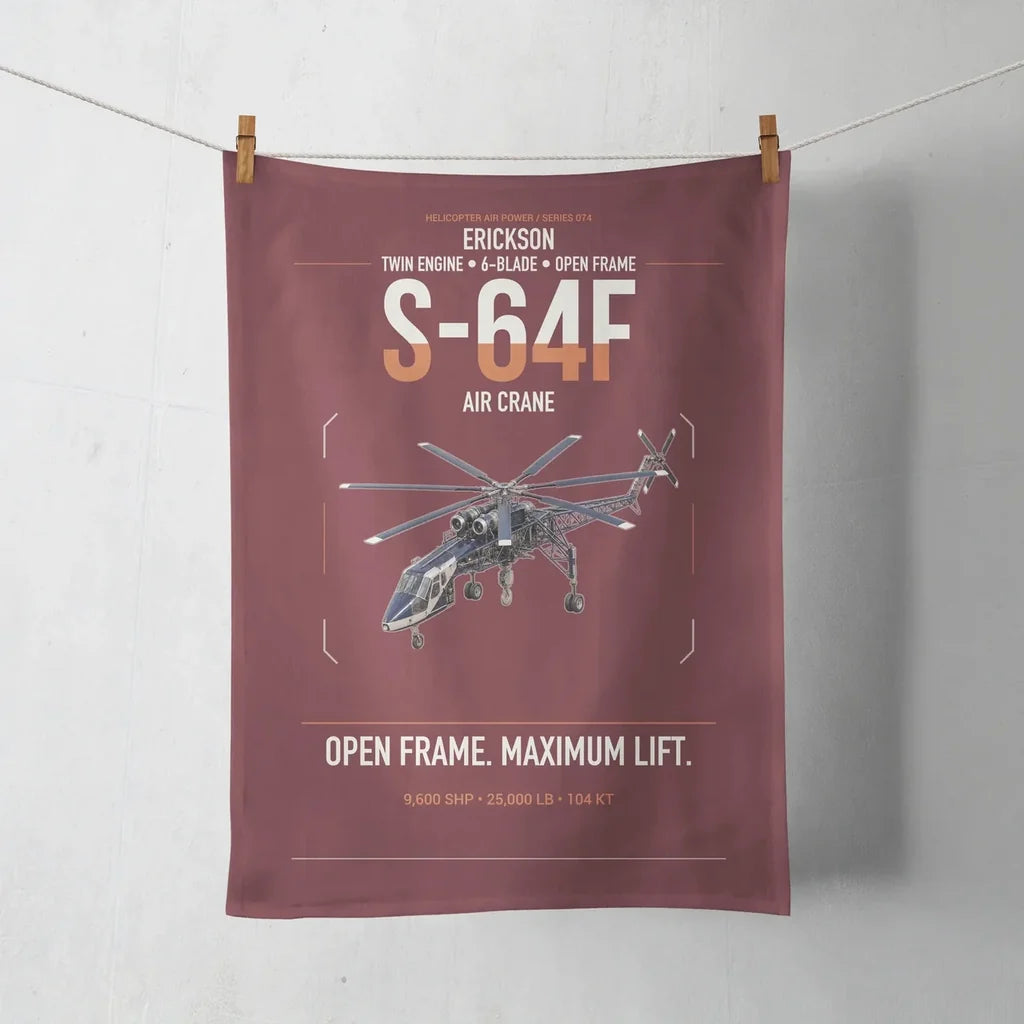 Erickson S-64F Air Crane design on dark red towel