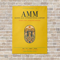 Thumbnail for Queen Alia International Airport AMM vertical canvas print - no frame - yellow background