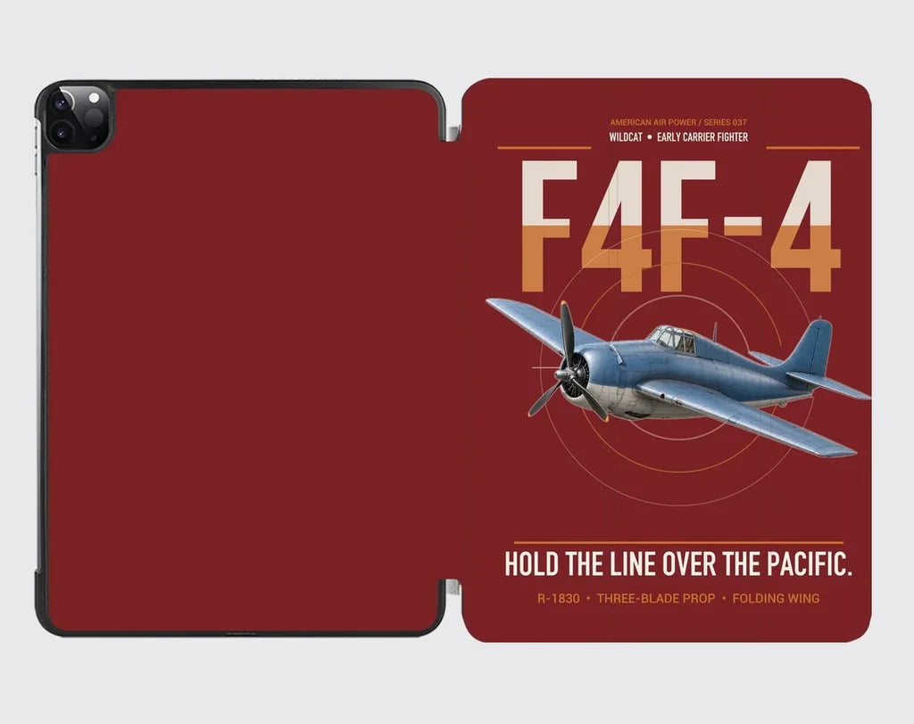 F4F-4 Wildcat design on dark red ipad tablet case