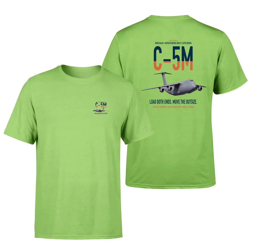 C-5M Super Galaxy design on light green double-side t-shirt, double-side print