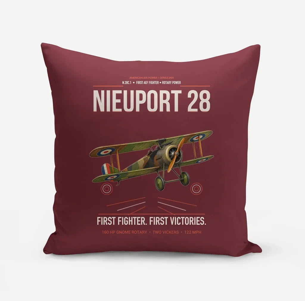 Nieuport 28C.1 design on dark red pillow