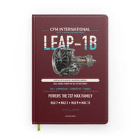 Thumbnail for CFM LEAP-1B design on dark red notebook