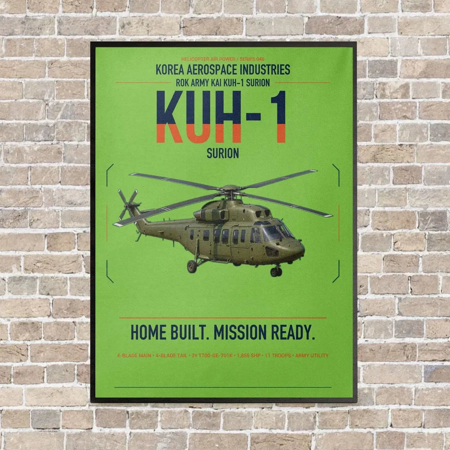 Korea Aerospace Industries KUH-1 Surion vertical canvas print - framed - light green background