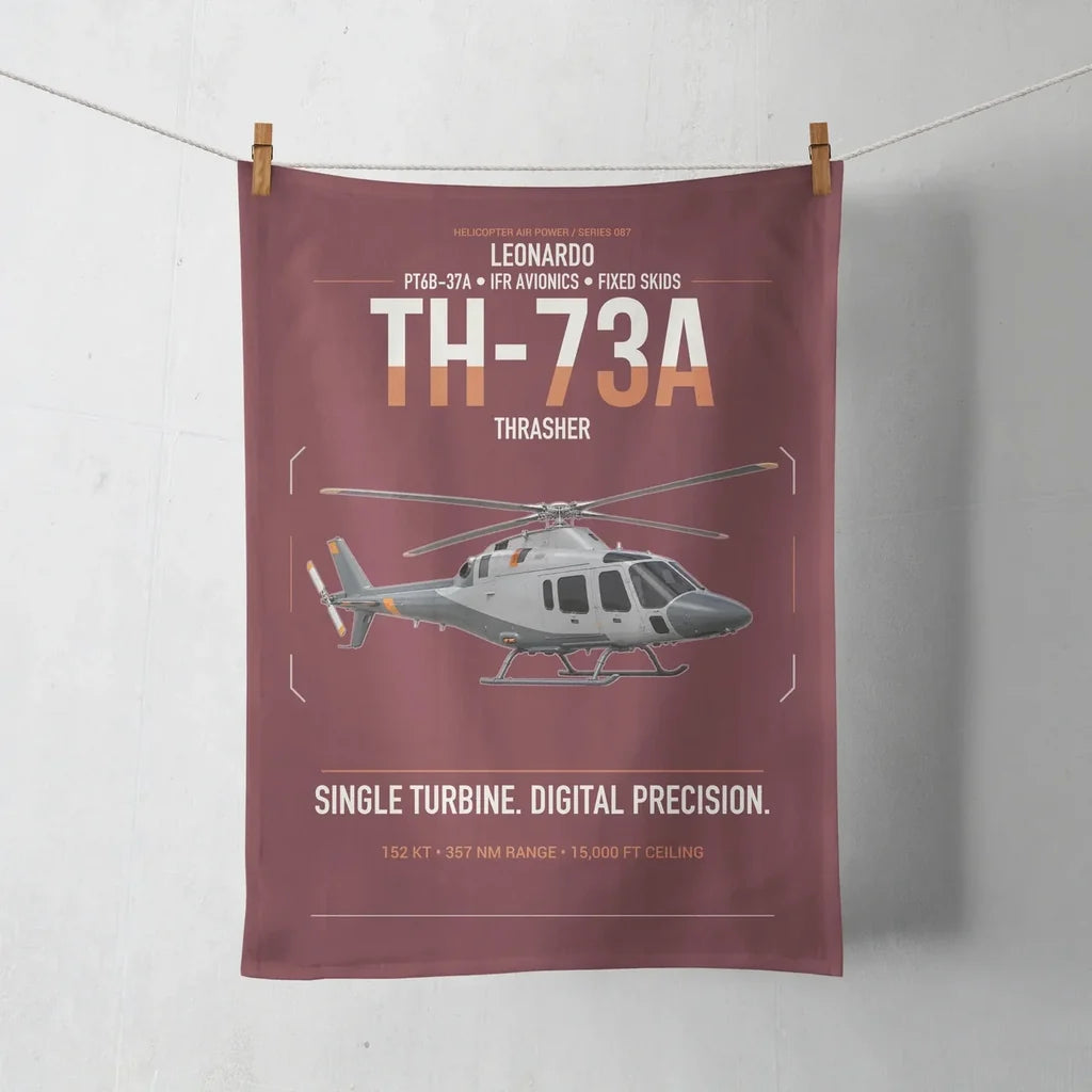 Leonardo TH-73A Thrasher design on dark red towel