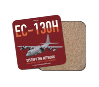 Thumbnail for EC-130H Compass Call design on dark red 1 piece coaster