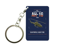 Thumbnail for Bell AH-1G Cobra design on navy blue designed key chain, double-side print