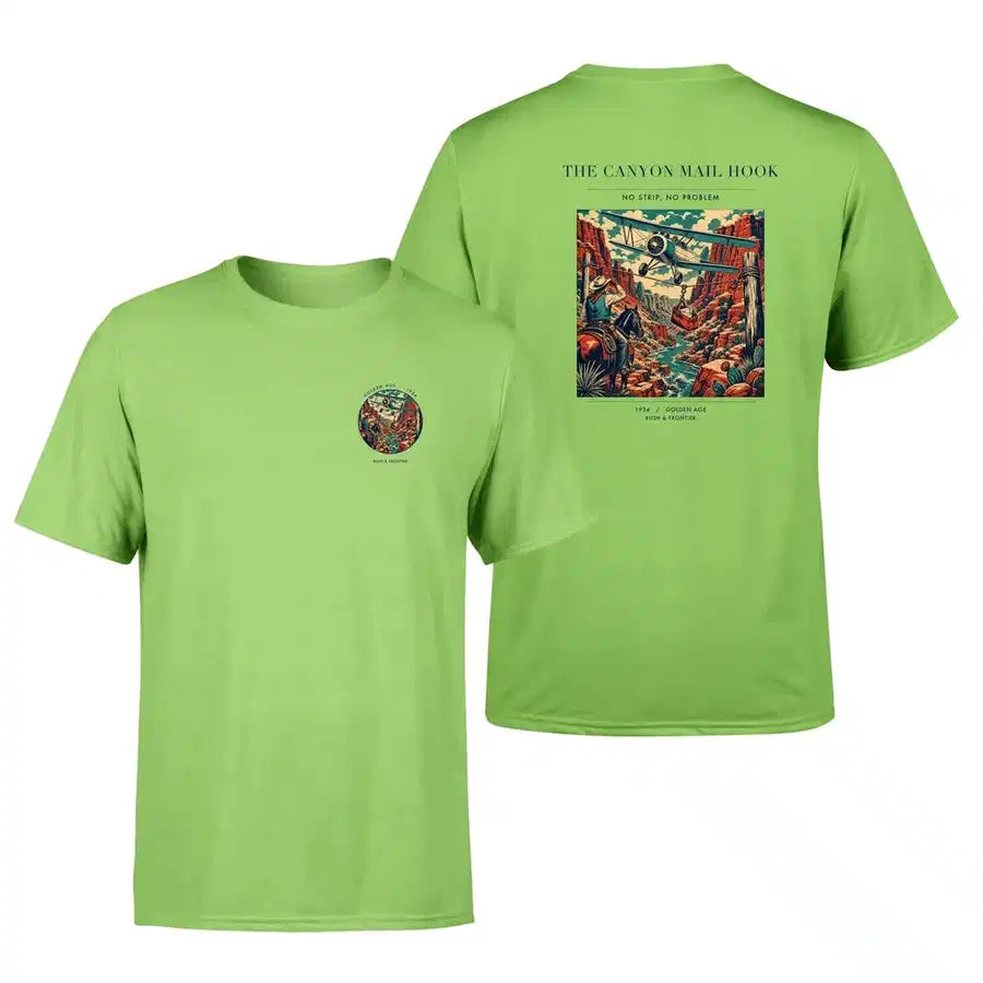 VINTAGE G4285 - The Canyon Mail Hook - Double-Side T-Shirt design on lightgreen double side t shirt