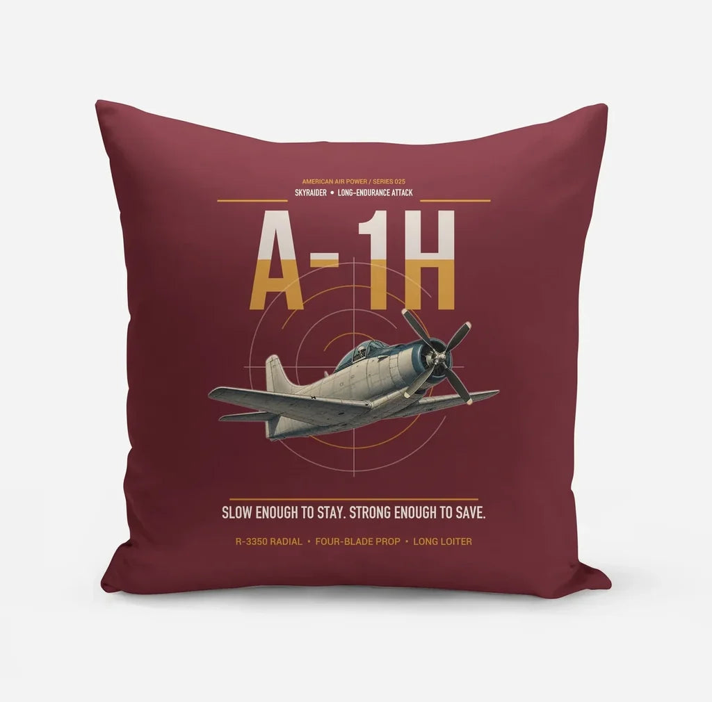 A-1H Skyraider design on dark red pillow