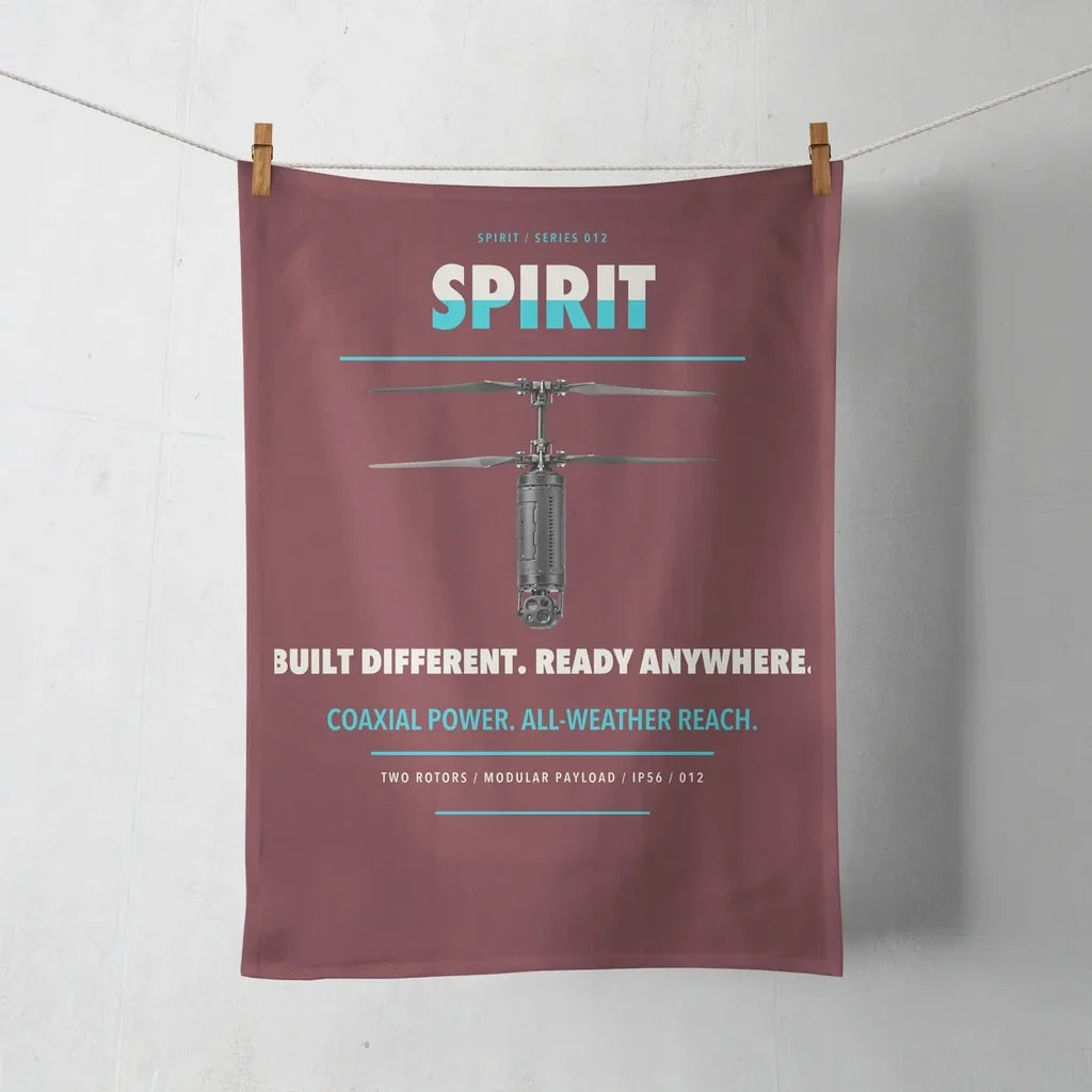 Ascent AeroSystems Spirit design on dark red towel