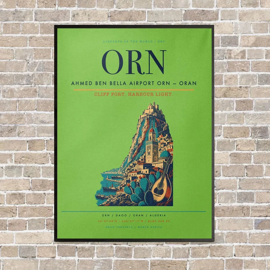 Ahmed Ben Bella Airport ORN — Oran vertical canvas print - framed - light green background