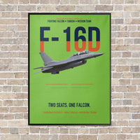 Thumbnail for F-16D Fighting Falcon Two Seats One Falcon vertical canvas print - framed - light green background
