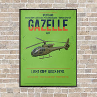 Thumbnail for Westland Gazelle AH1 vertical canvas print - framed - light green background