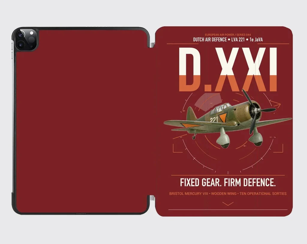 Fokker D.XXI — Dutch LVA aircraft 221 design on dark red ipad tablet case